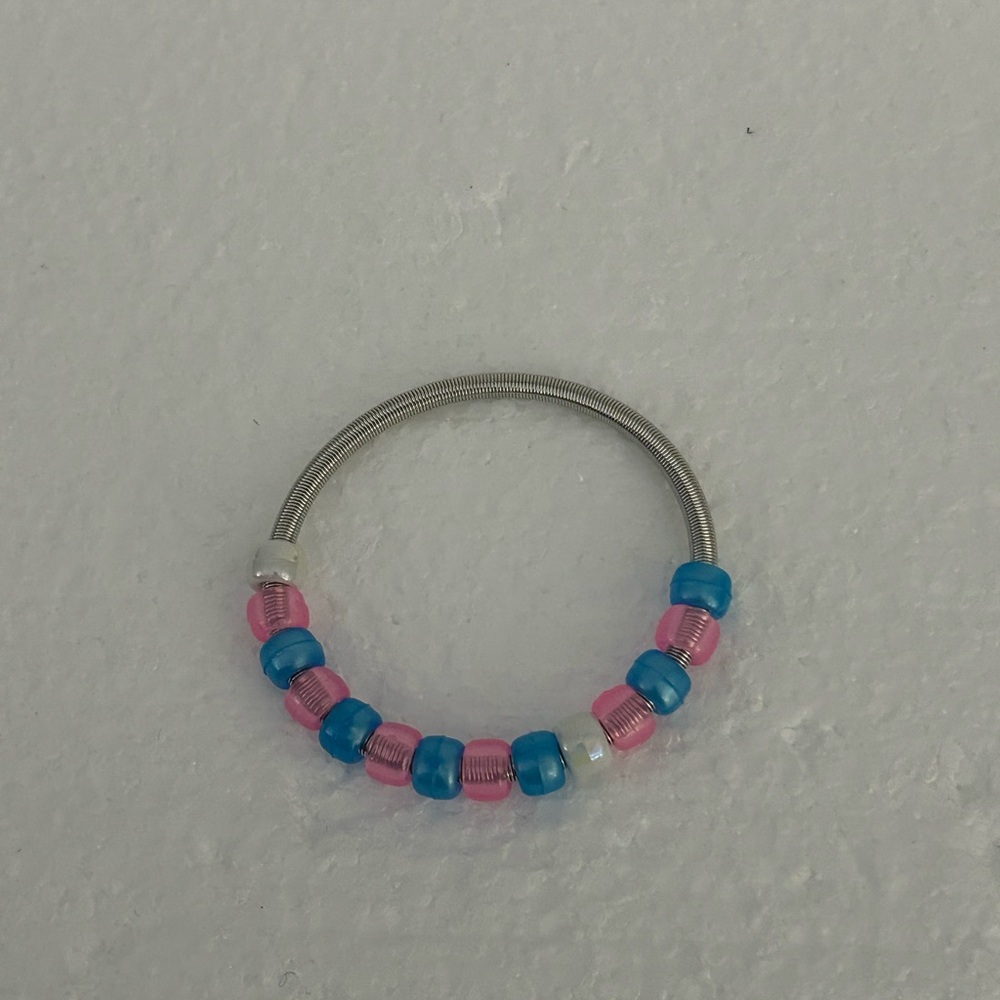 Handmade Pink and Blue Beaded Bracelet